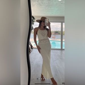 Crochet halter beige/cream dress from forever 21